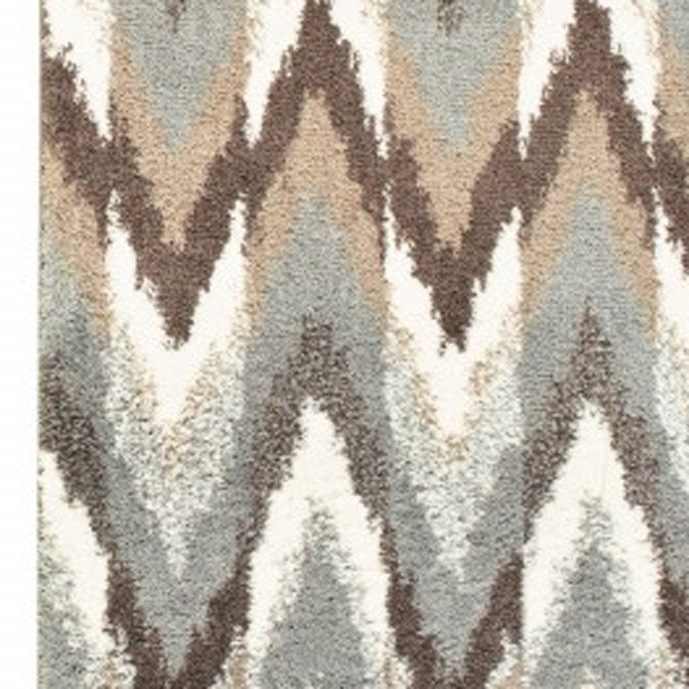 7' X 10' Gray And Taupe Ikat Pattern Area Rug