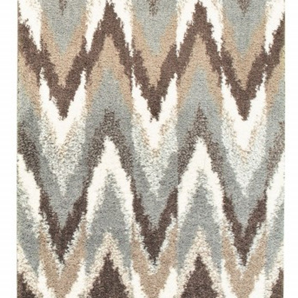 7' X 10' Gray And Taupe Ikat Pattern Area Rug