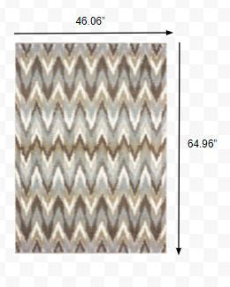 7' X 10' Gray And Taupe Ikat Pattern Area Rug
