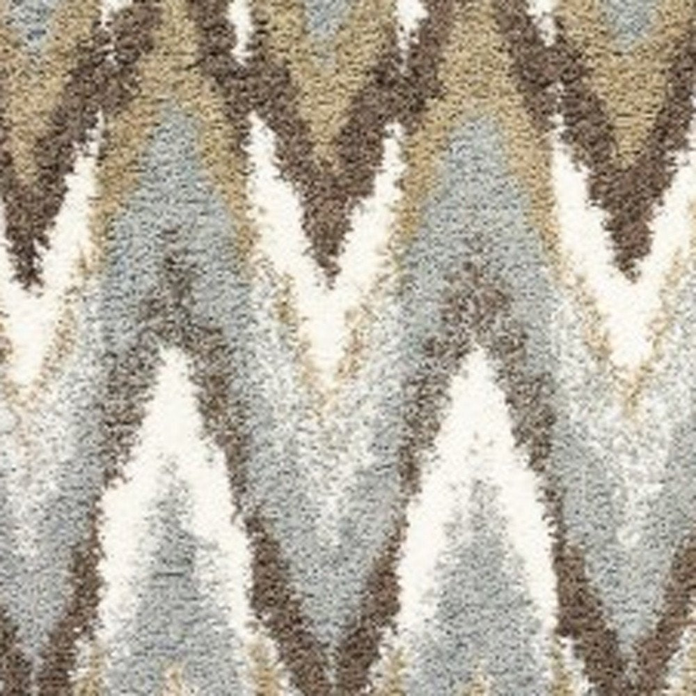 7' X 10' Gray And Taupe Ikat Pattern Area Rug
