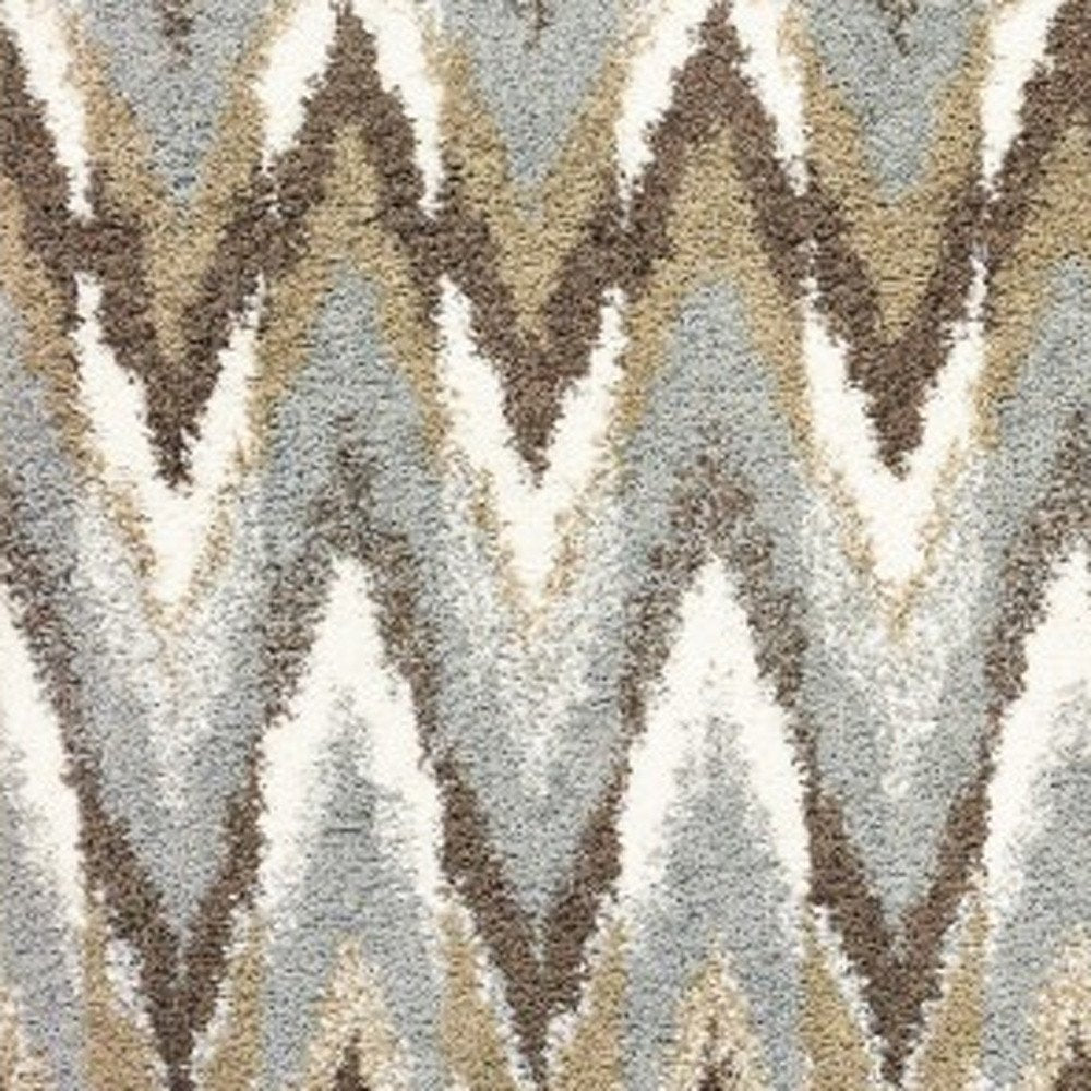 7' X 10' Gray And Taupe Ikat Pattern Area Rug