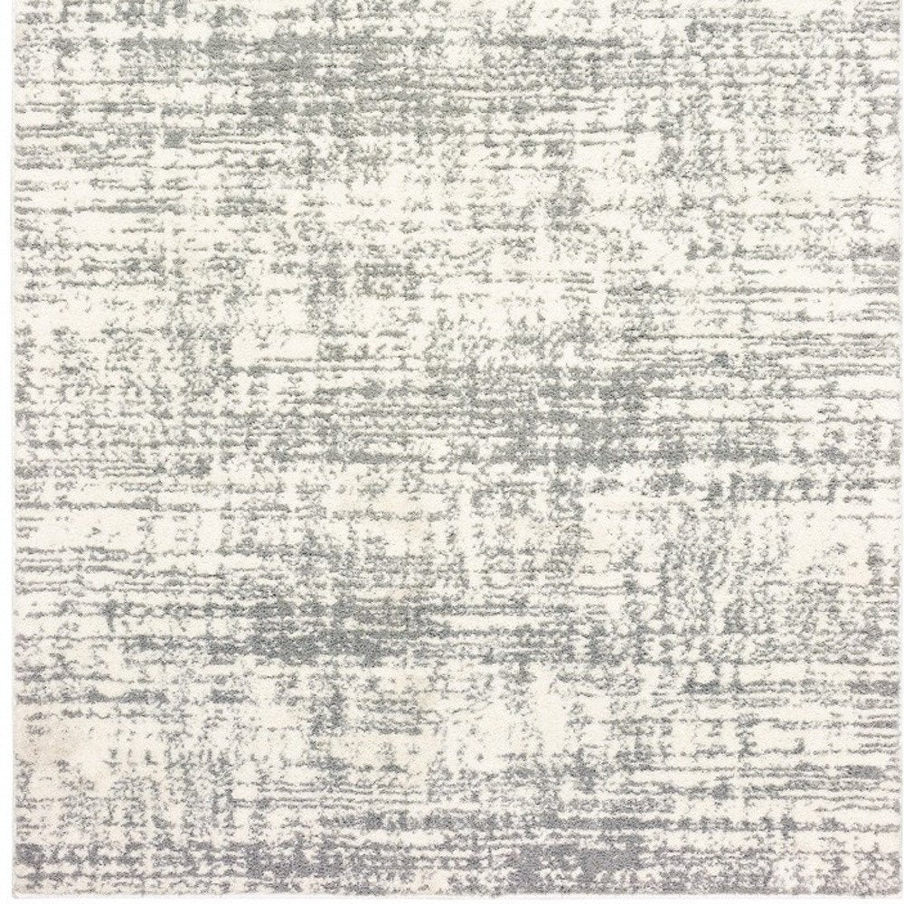2' X 8' Ivory And Gray Abstract Strokes Runner Rug