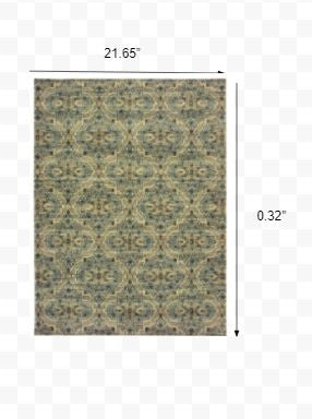10' X 13' Ivory And Blue Geometric Area Rug