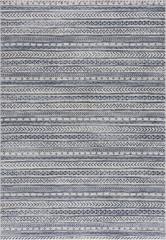 4' X 6' Navy Blue Decorative Stripes Area Rug