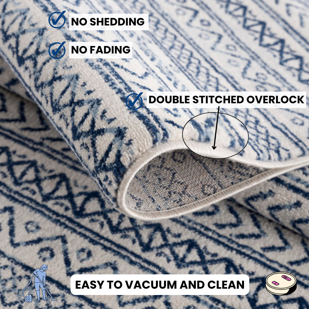 4' X 6' Navy Blue Decorative Stripes Area Rug