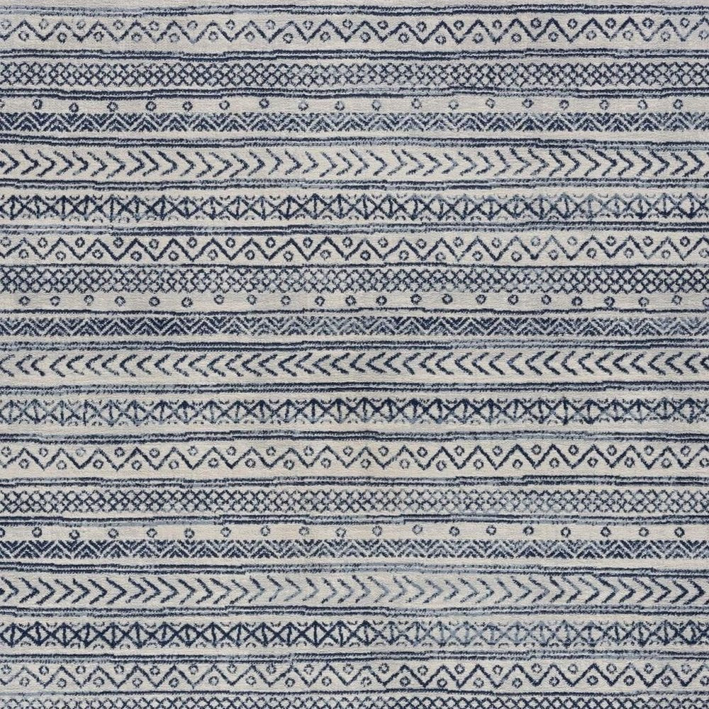 4' X 6' Navy Blue Decorative Stripes Area Rug