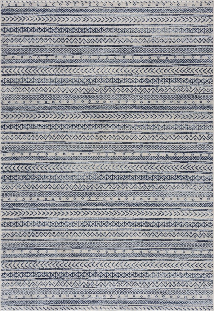 4' X 6' Navy Blue Decorative Stripes Area Rug