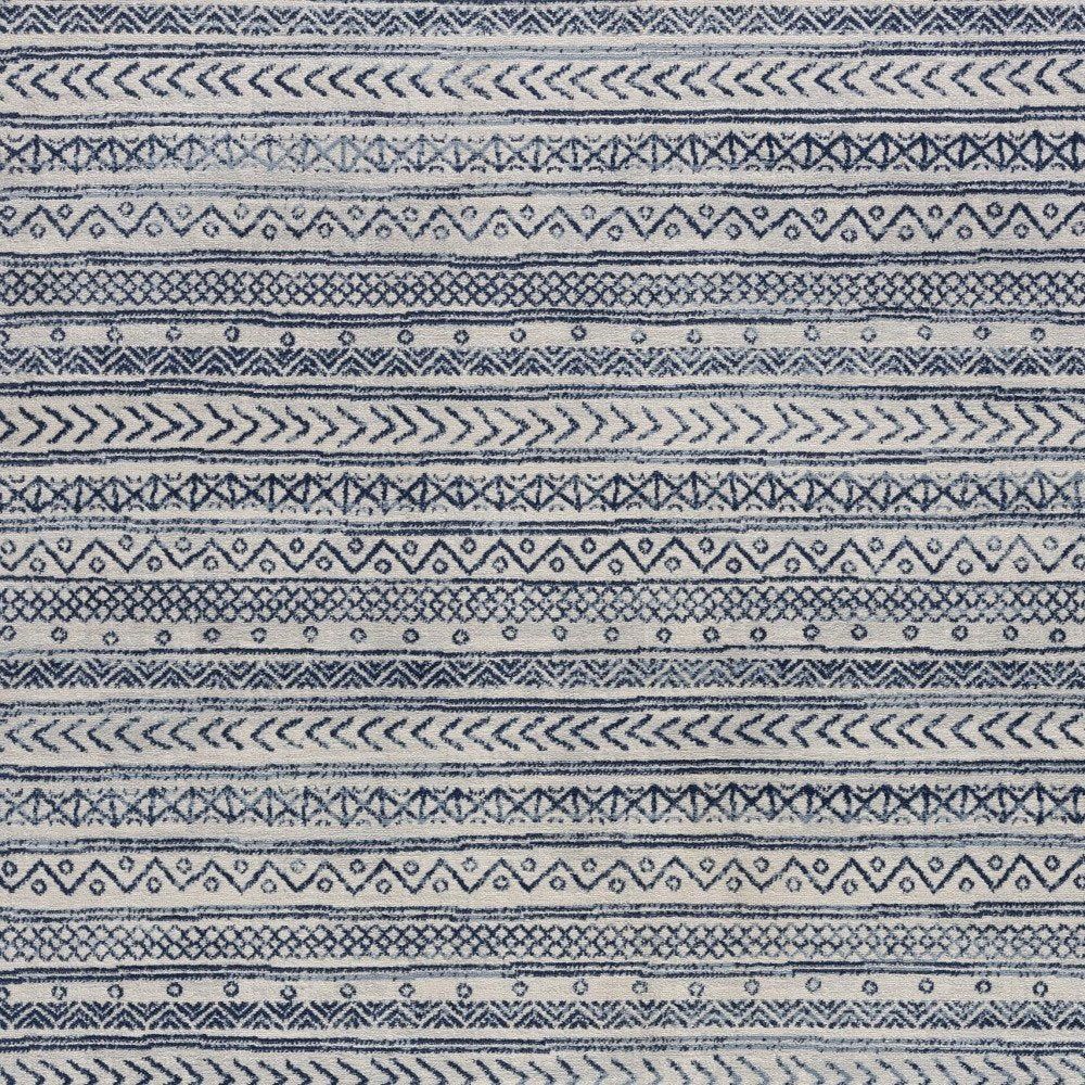4' X 6' Navy Blue Decorative Stripes Area Rug