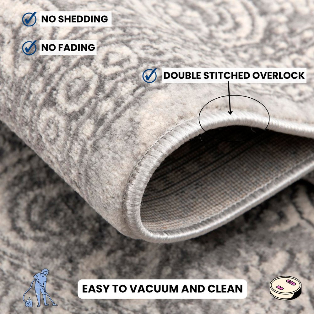 2' X 4' Gray Distressed Medallion Area Rug