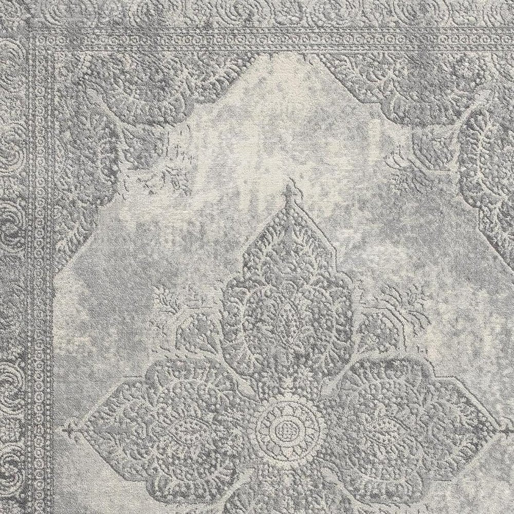 2' X 4' Gray Distressed Medallion Area Rug
