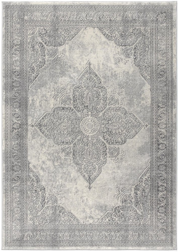 2' X 4' Gray Distressed Medallion Area Rug