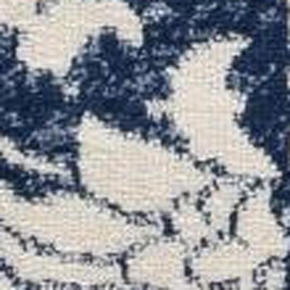2' X 3' Navy Blue Distressed Floral Scatter Rug