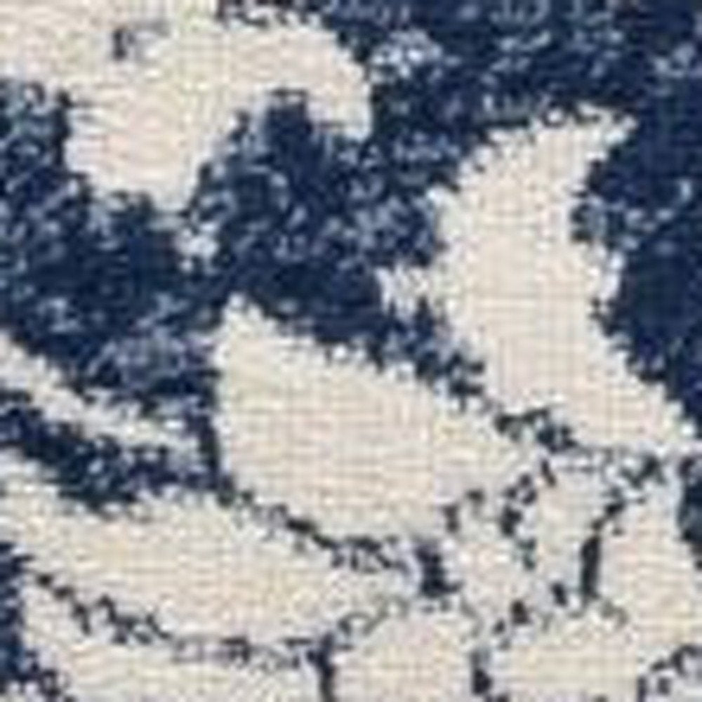 2' X 3' Navy Blue Distressed Floral Scatter Rug