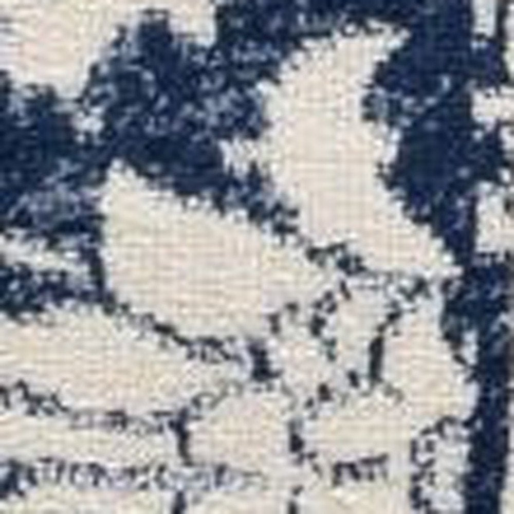 2' X 3' Navy Blue Distressed Floral Scatter Rug