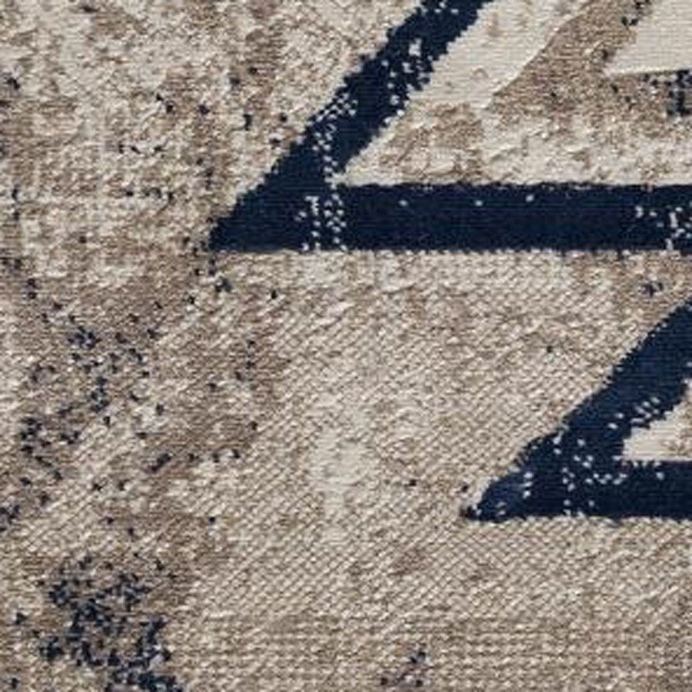 4' X 6' Beige And Blue Boho Chic Area Rug