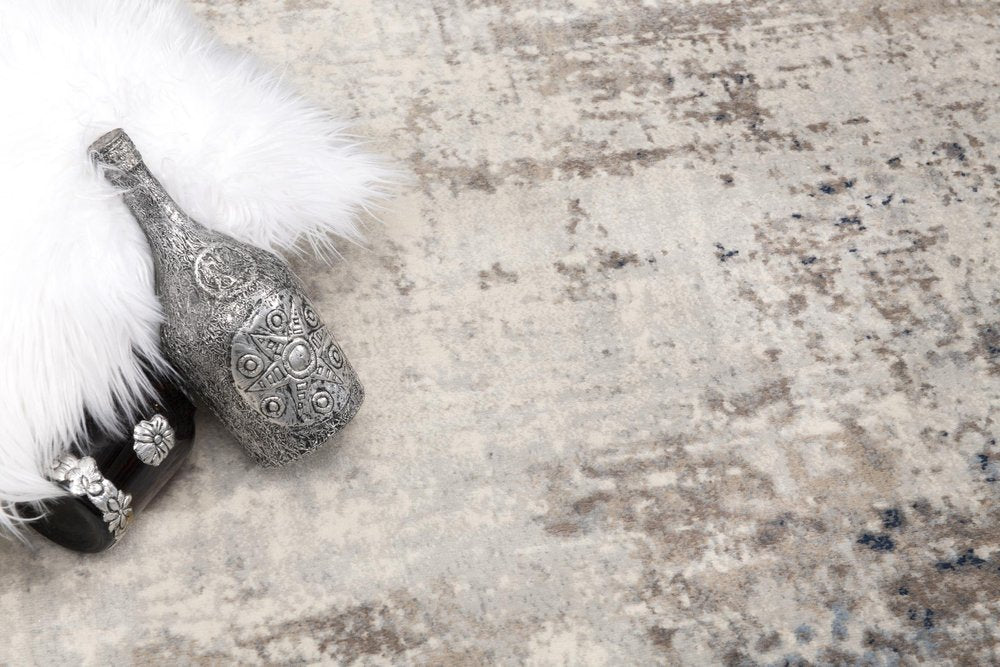 2' X 5' Navy Blue Distressed Striations Area Rug