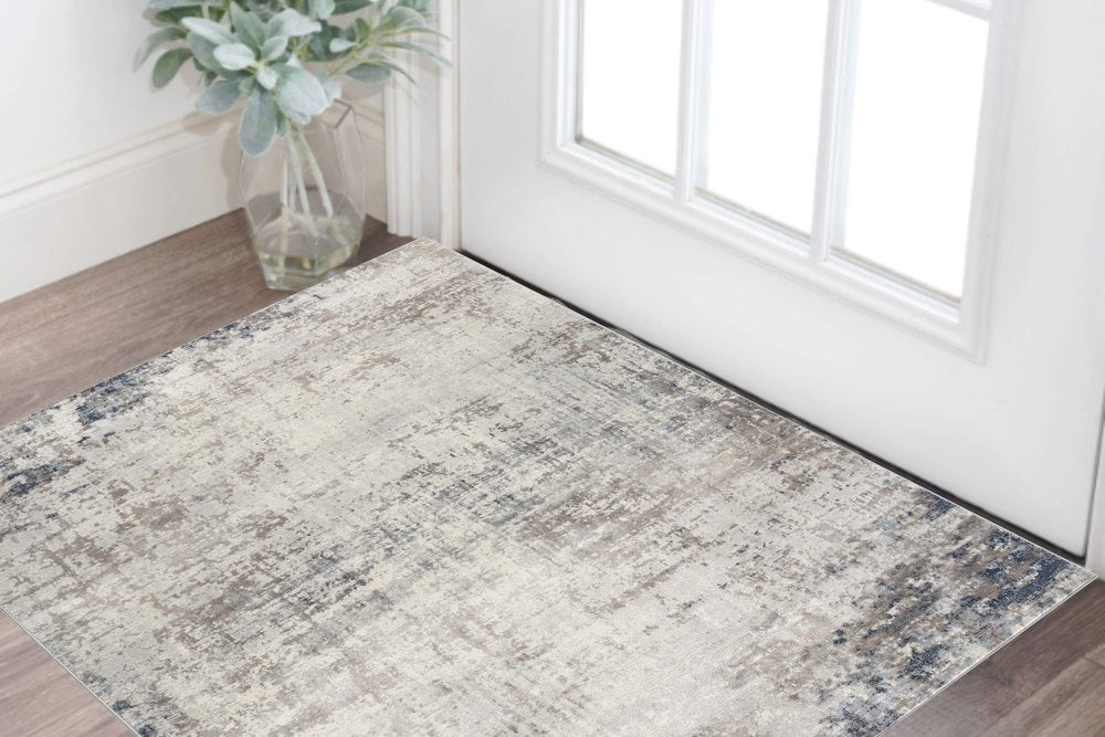 2' X 5' Navy Blue Distressed Striations Area Rug