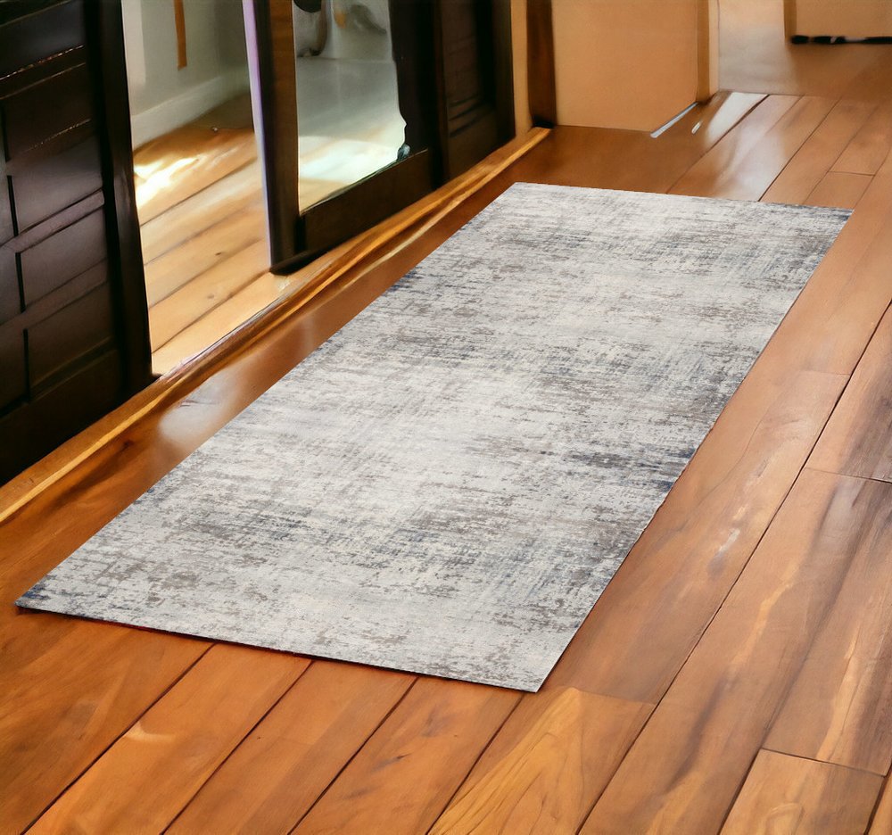 2' X 5' Navy Blue Distressed Striations Area Rug