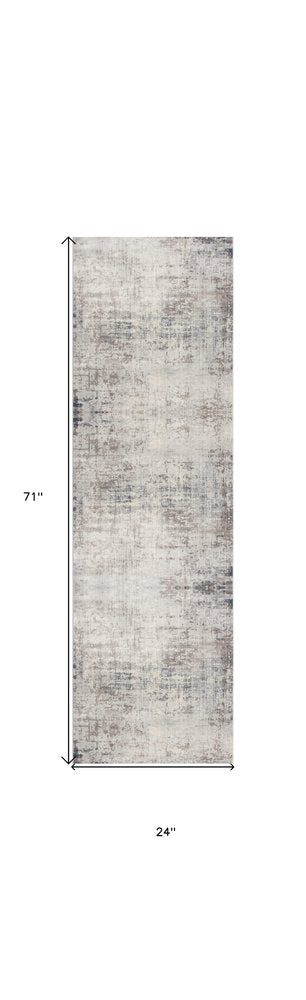 2' X 5' Navy Blue Distressed Striations Area Rug