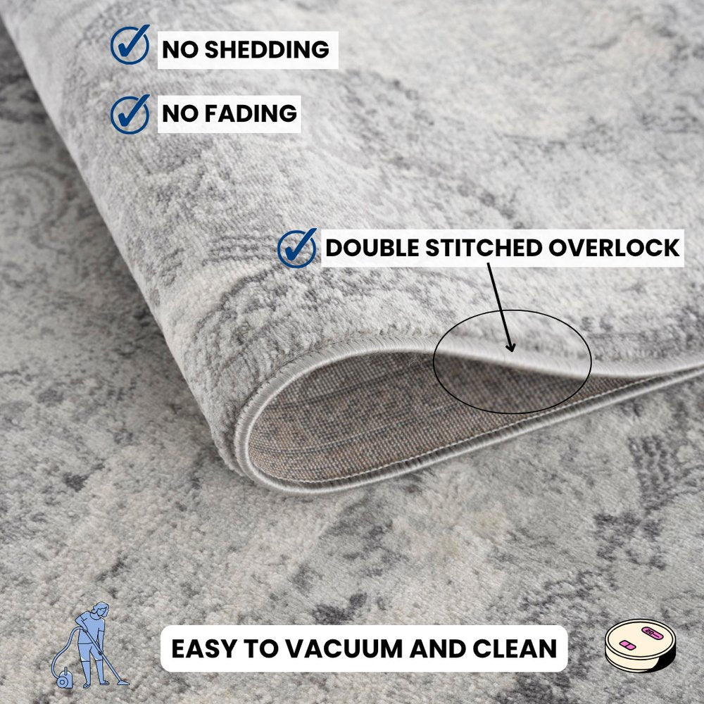 4' X 6' Gray Distressed Trellis Pattern Area Rug