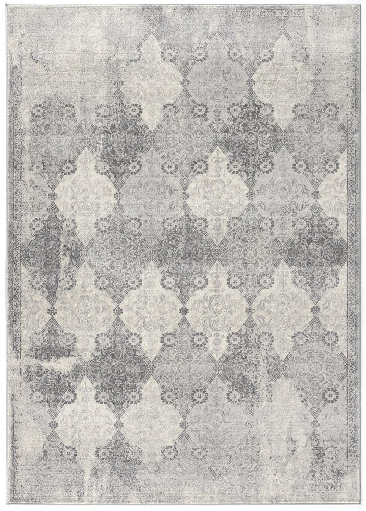 4' X 6' Gray Distressed Trellis Pattern Area Rug
