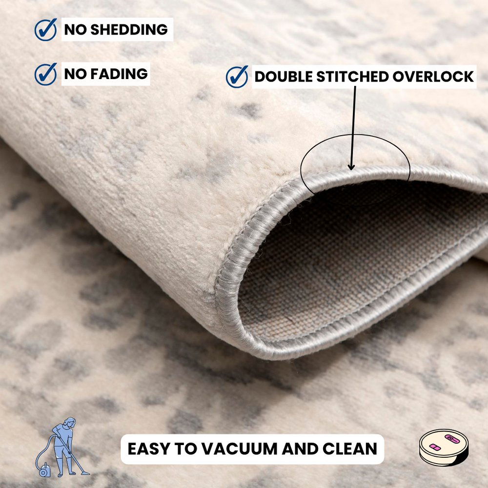 2' X 8' Ivory Distressed Ikat Pattern Runner Rug