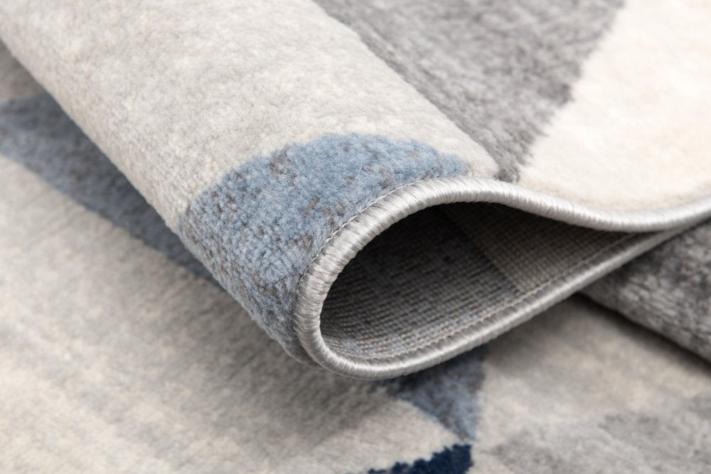 2' X 15' Navy Blue Geometric Diamond Runner Rug