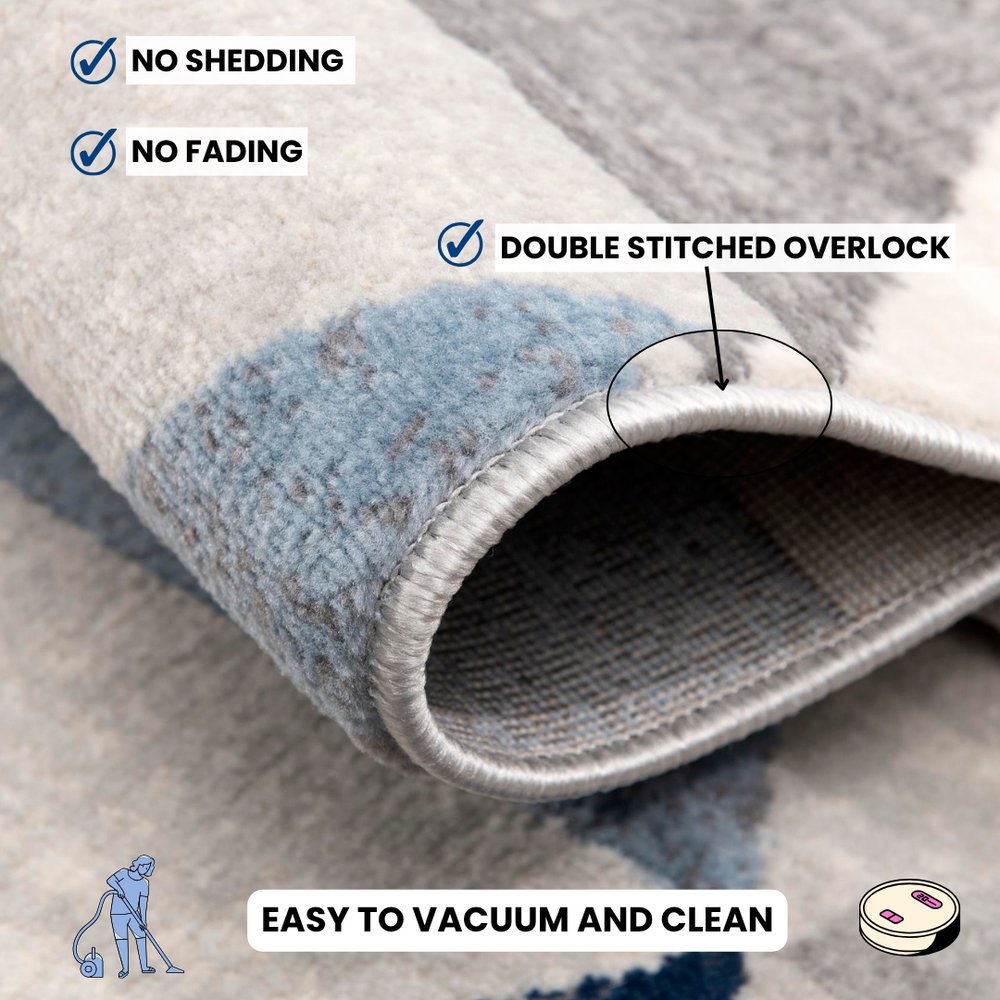 2' X 15' Navy Blue Geometric Diamond Runner Rug