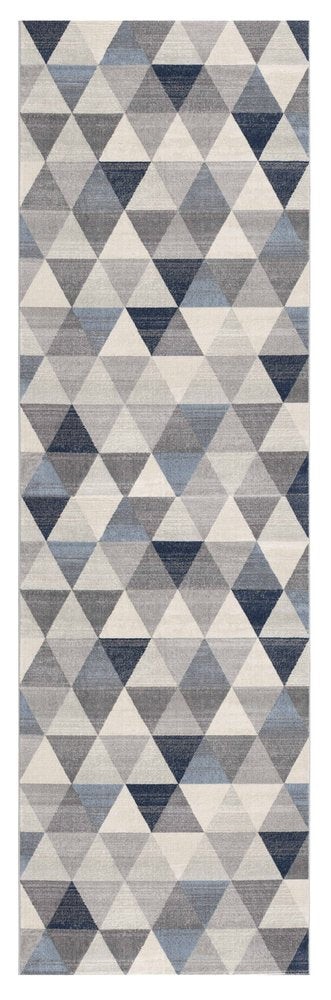 2' X 15' Navy Blue Geometric Diamond Runner Rug