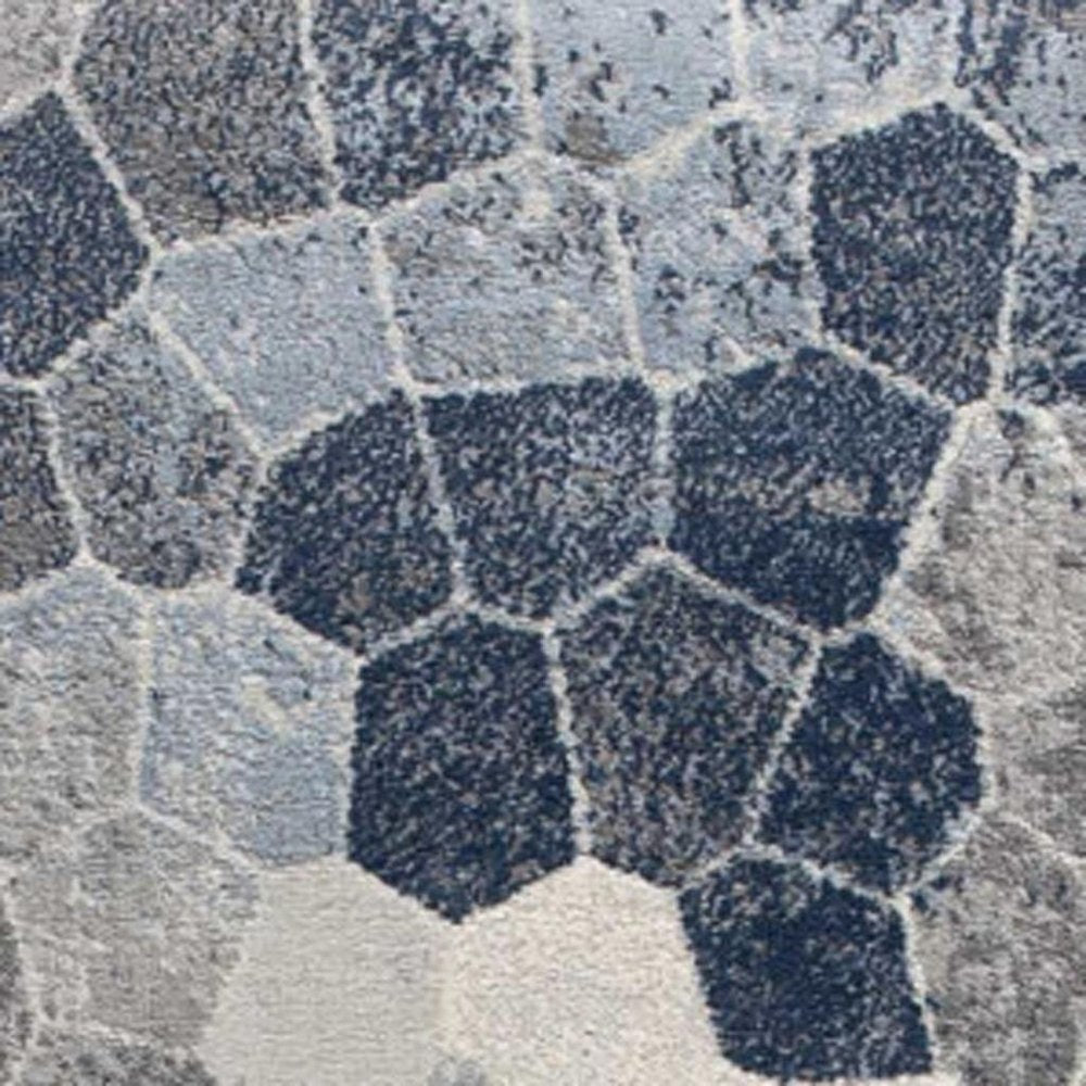 2' X 3' Navy Blue Cobblestone Pattern Scatter Rug