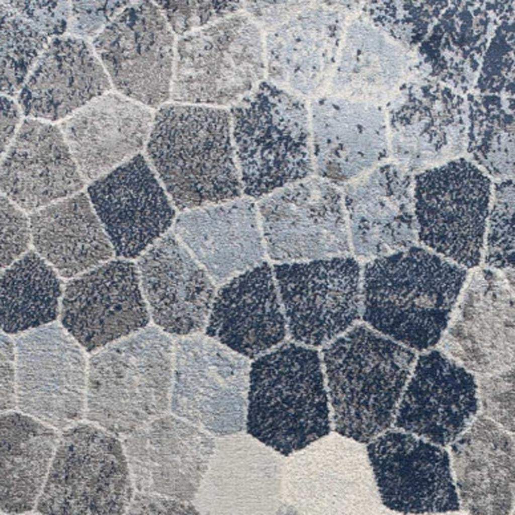 2' X 3' Navy Blue Cobblestone Pattern Scatter Rug
