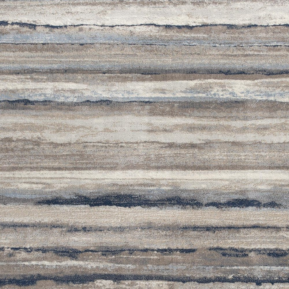 5' X 8' Blue And Beige Distressed Stripes Area Rug