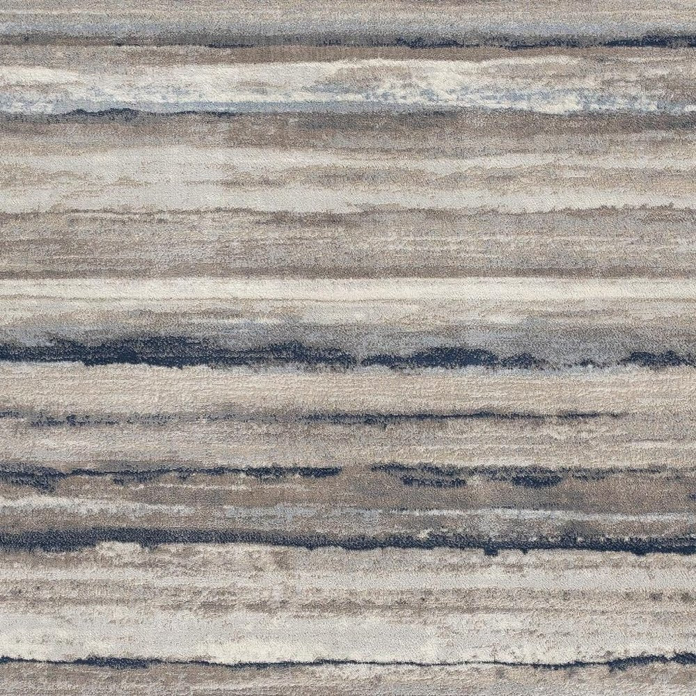 5' X 8' Blue And Beige Distressed Stripes Area Rug