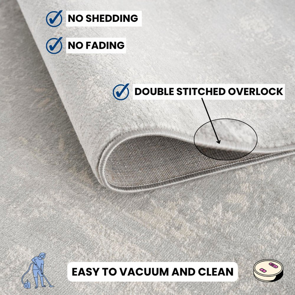 8' X 11' Modern Gray Distressed Area Rug