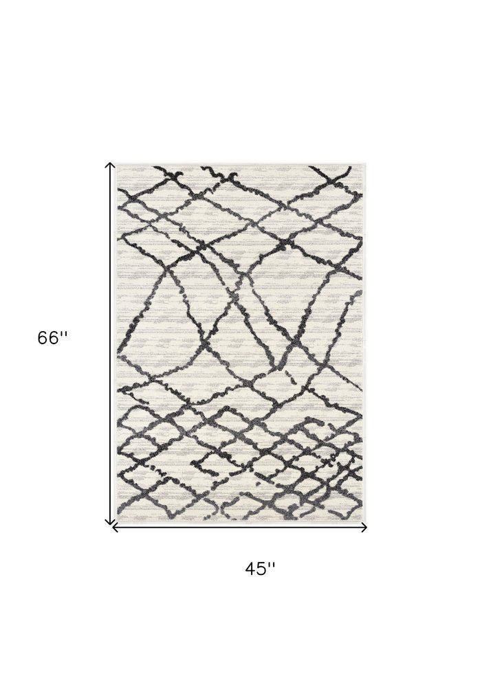 5' X 8' Gray And Black Modern Abstract Area Rug