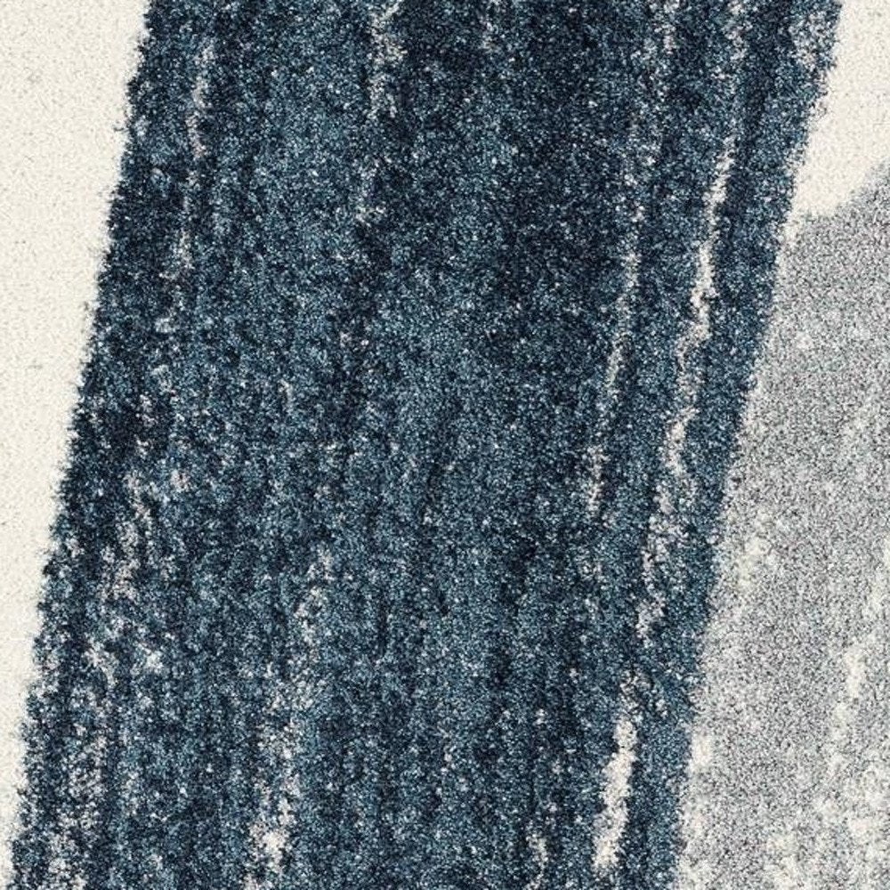 5' X 8' White And Blue Abstract Strokes Area Rug