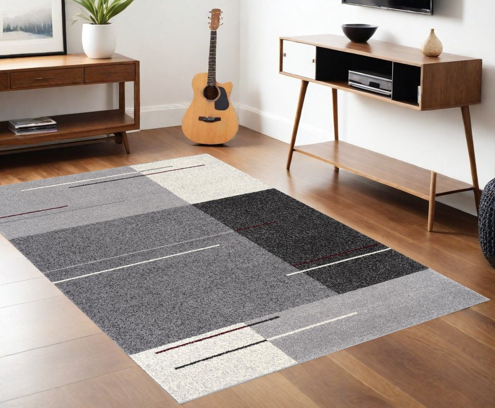 8' X 11' Gray Modern Geometric Area Rug