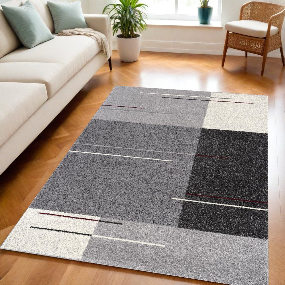 8' X 11' Gray Modern Geometric Area Rug
