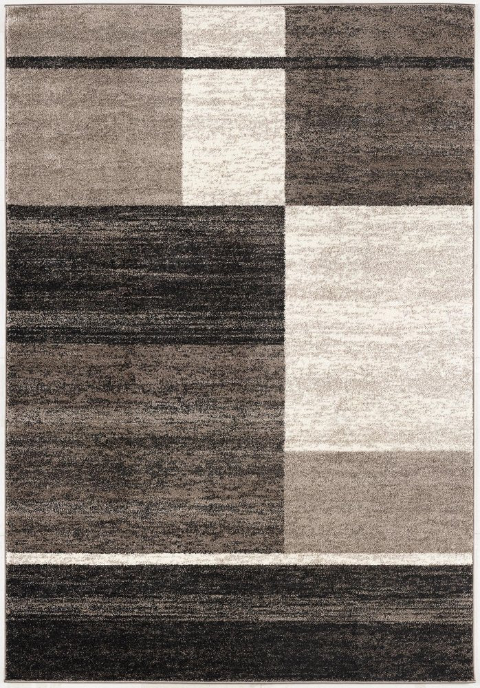 8' X 11' Brown And Beige Abstract Blocks Area Rug