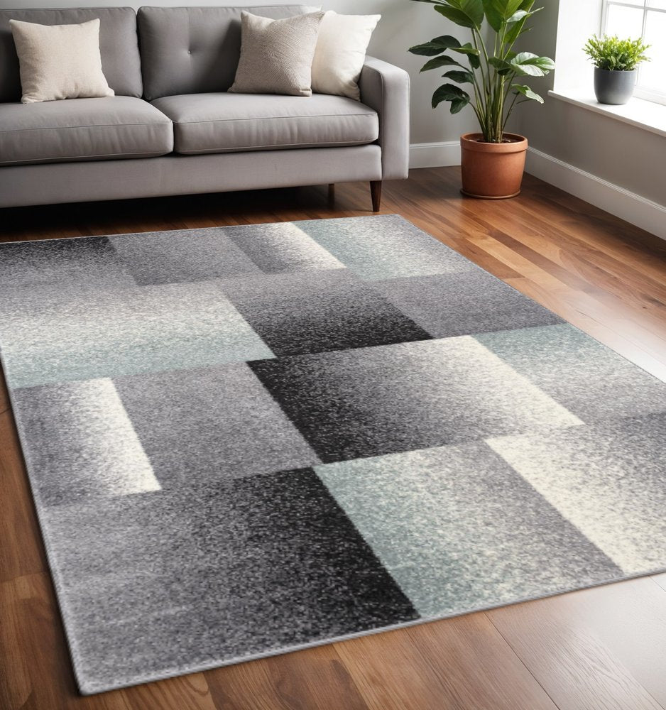 8' X 11' Gray Modern Geometric Area Rug