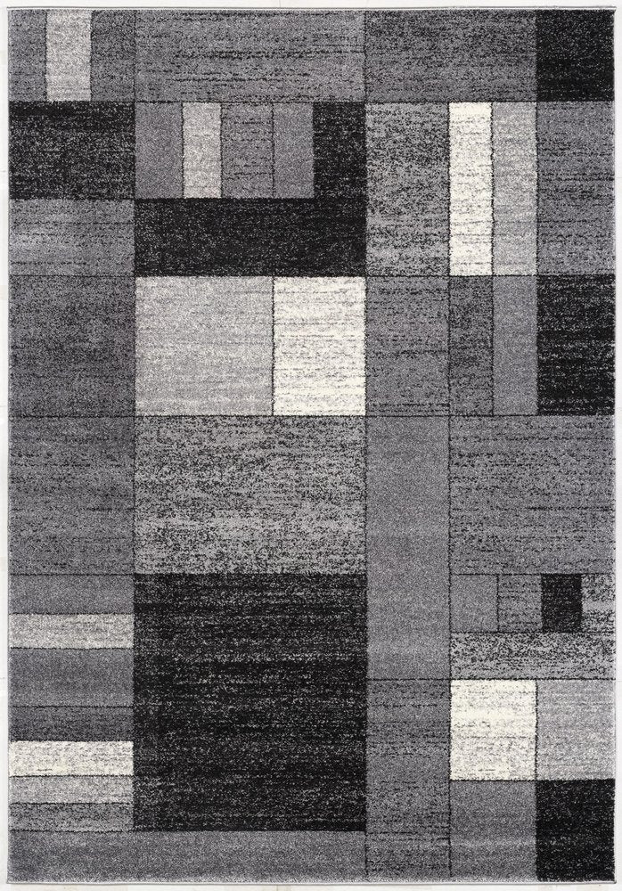 7' X 9' Gray Distressed Geometric Area Rug