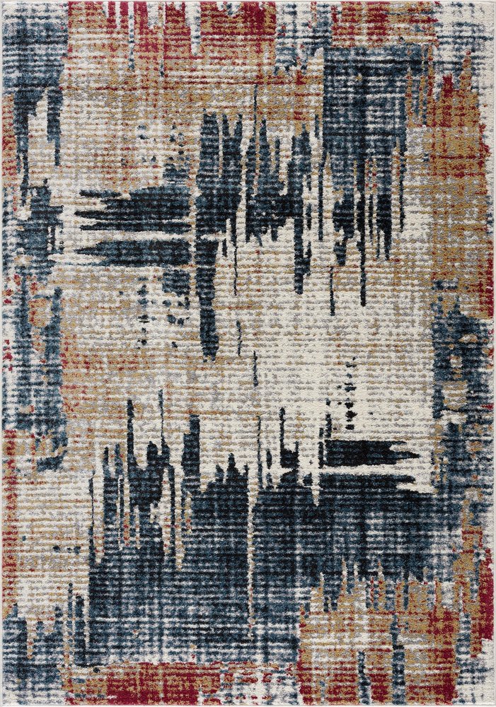 8' X 11' Blue And Ivory Abstract Area Rug