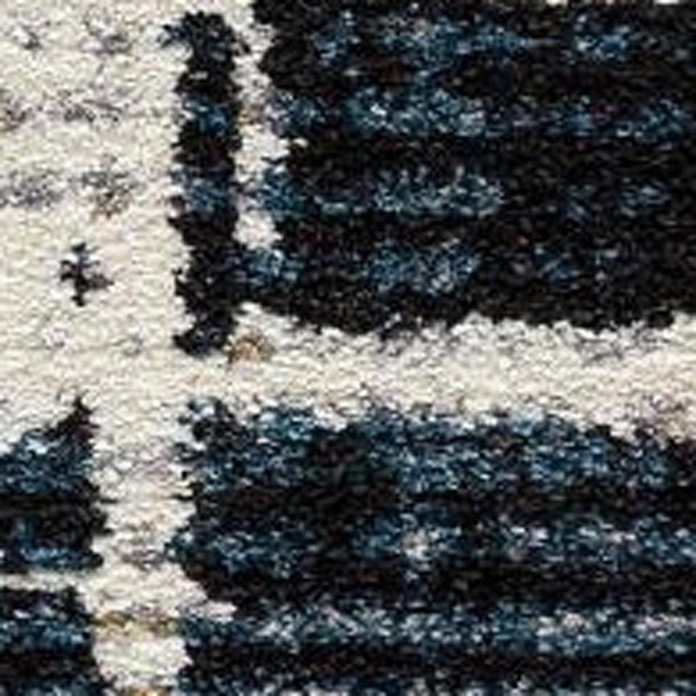 8' X 11' Blue And Ivory Abstract Area Rug