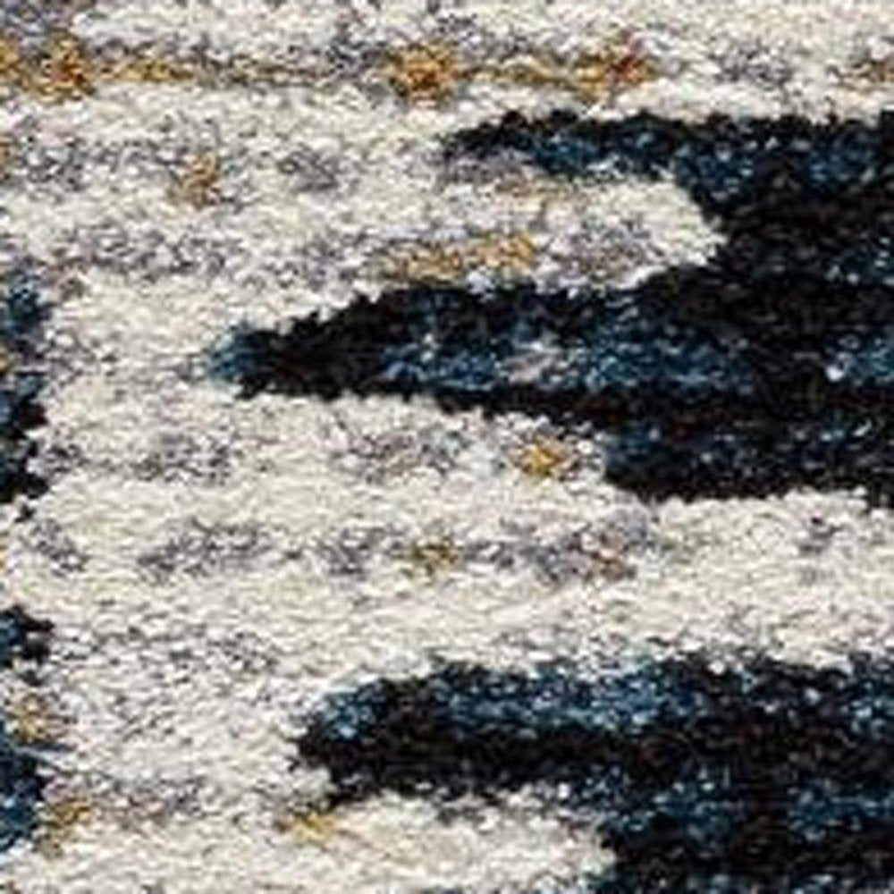 8' X 11' Blue And Ivory Abstract Area Rug