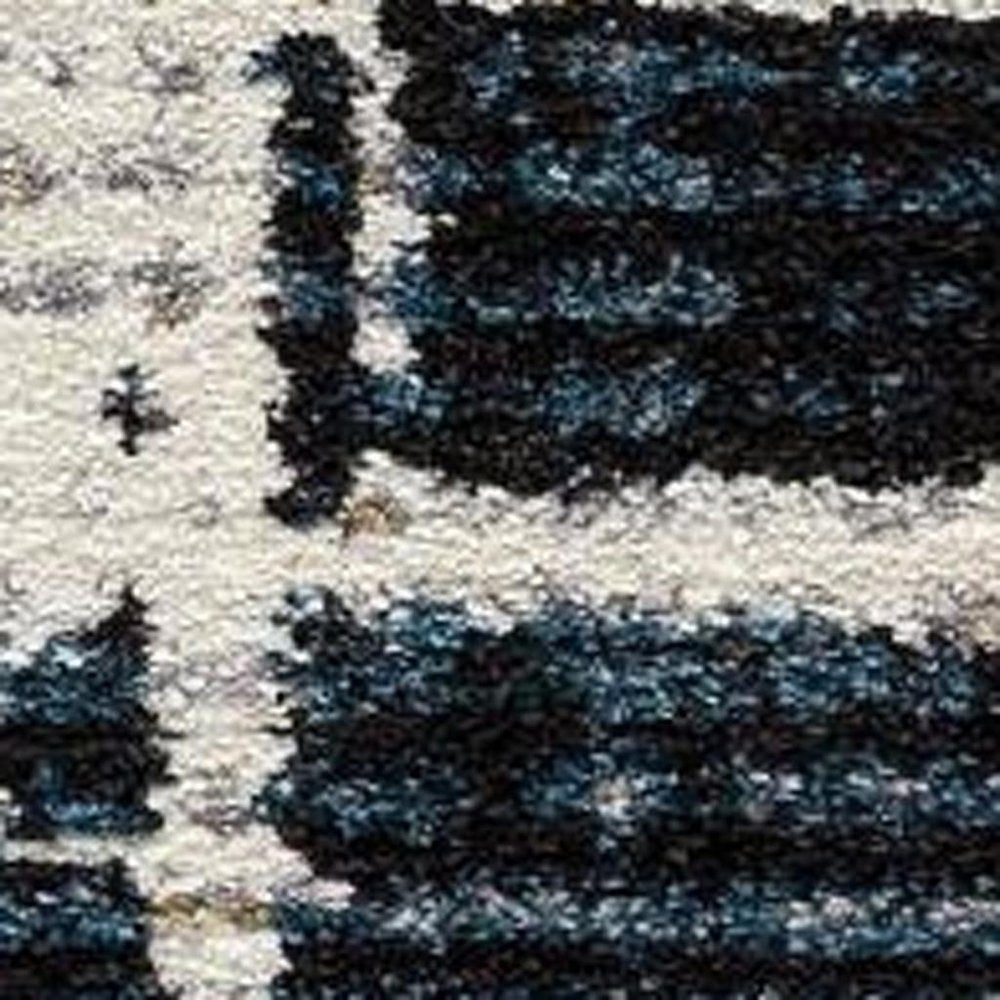 8' X 11' Blue And Ivory Abstract Area Rug