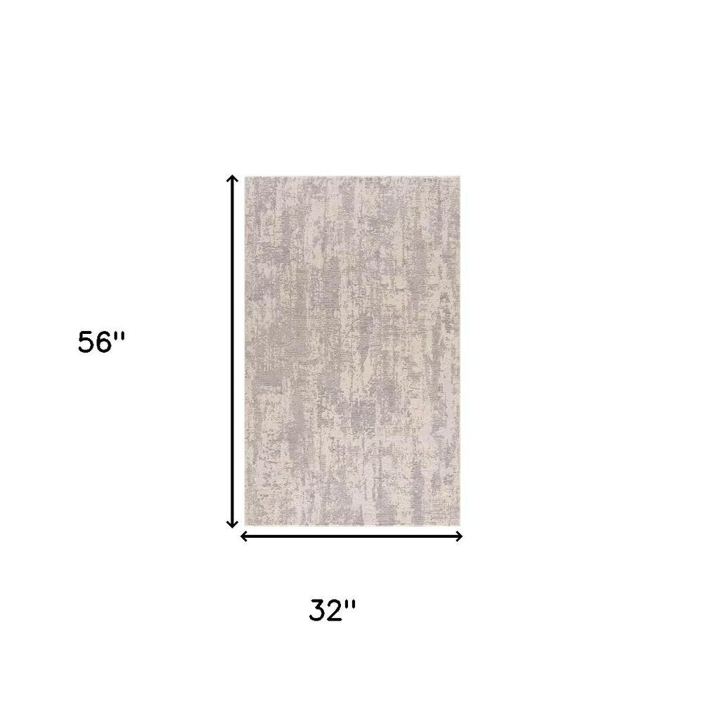 3' X 5' Gray Abstract Dhurrie Area Rug