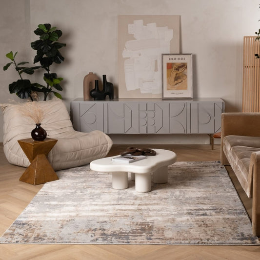 8' X 10' Beige Abstract Dhurrie Area Rug