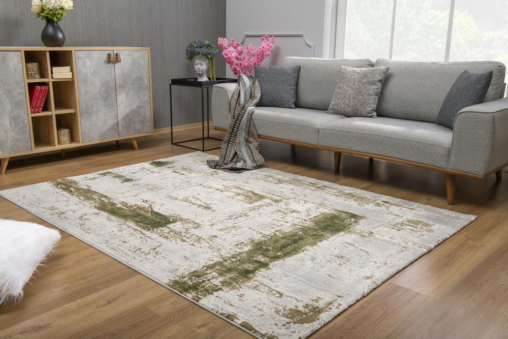 6' X 9' Green Abstract Dhurrie Area Rug