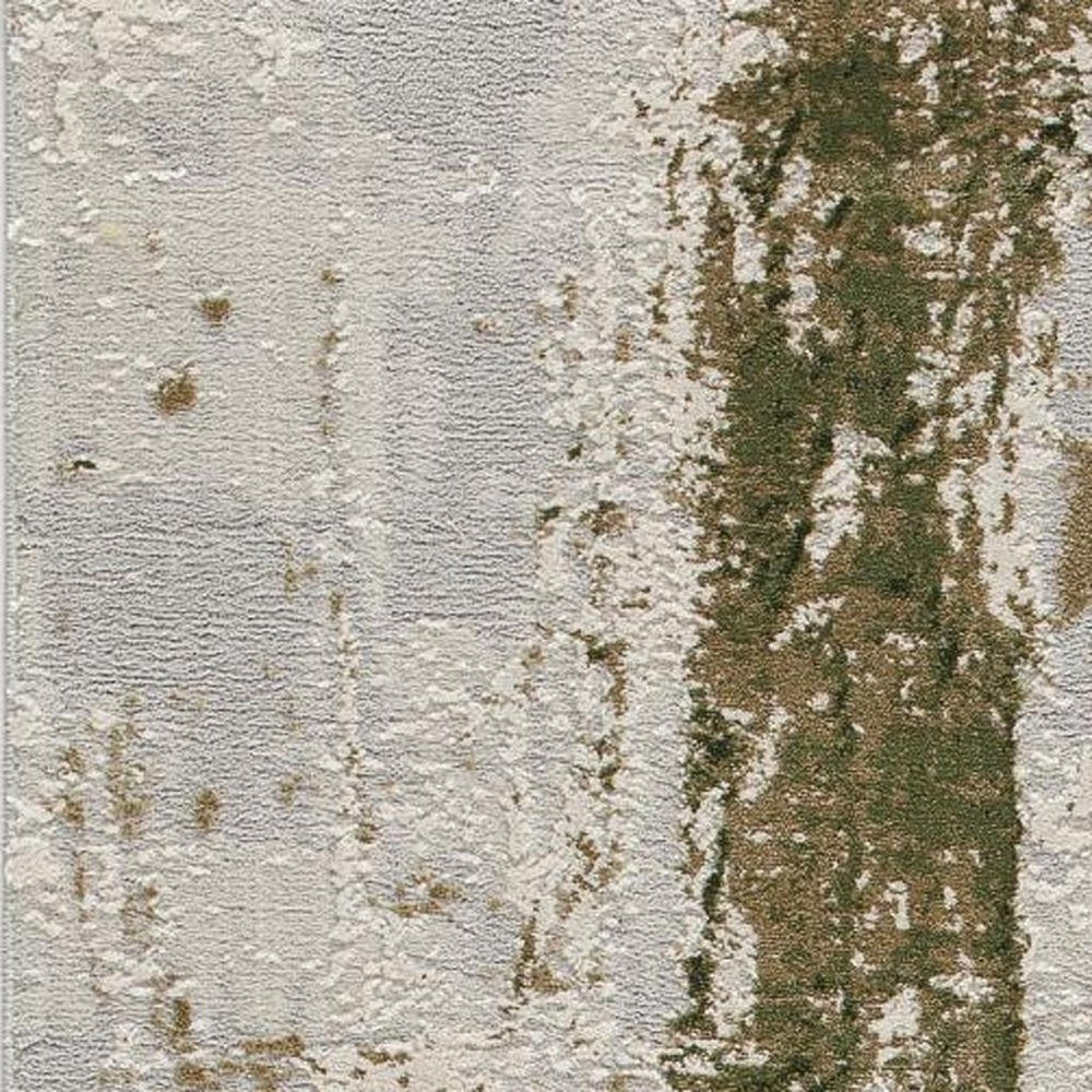 6' X 9' Green Abstract Dhurrie Area Rug