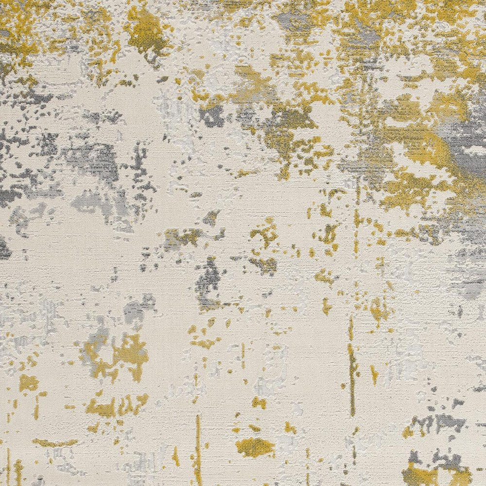 8' X 10' Gold Abstract Dhurrie Area Rug